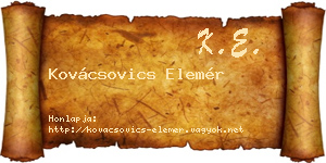 Kovácsovics Elemér névjegykártya