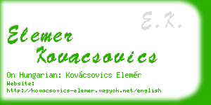 elemer kovacsovics business card
