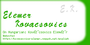 elemer kovacsovics business card